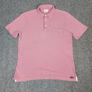 Faherty Brand Men Golf Casual Polo Shirt Size M Cotton Sunrise Red Blue Striped